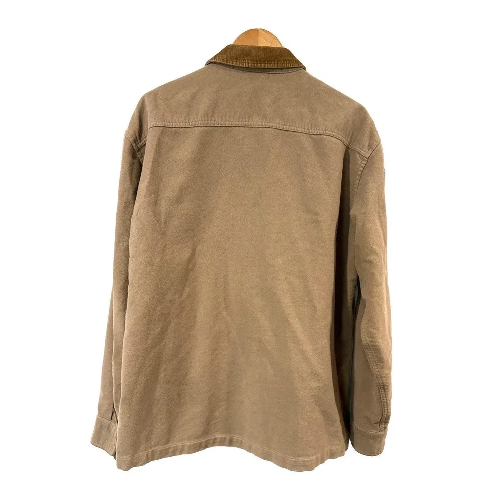 J Crew Vintage Mens Barn Jacket Large Beige Tan Corduroy Collar Chore Coat 61772
